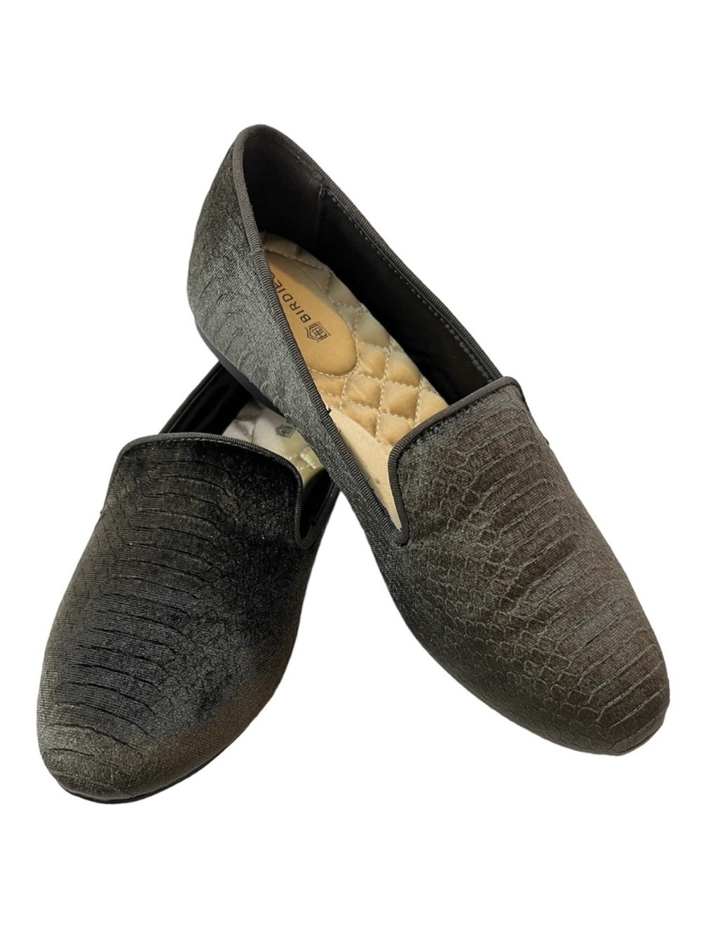 Birdies Starling Velvet Loafer Flats, Brown, Women’s 6.5, Snake Skin Pattern
